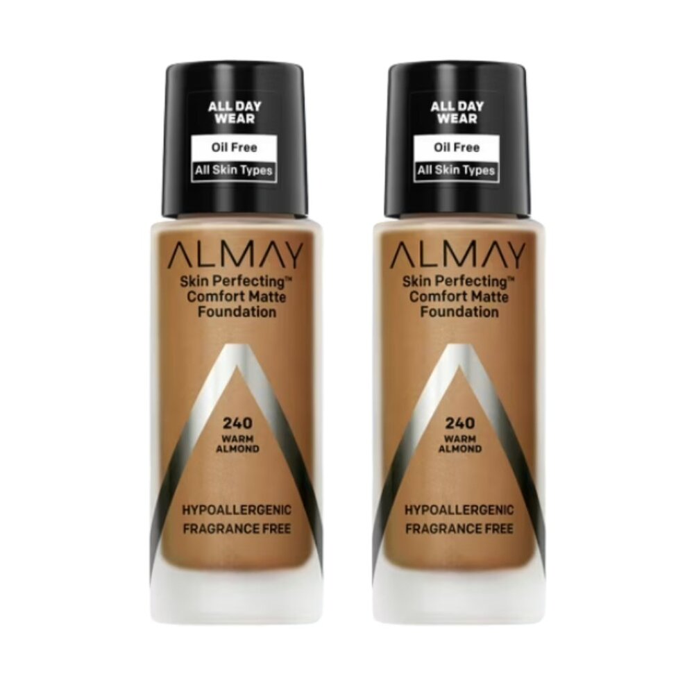 2-Pack Almay Skin Perfecting Comfort Matte Foundation, Hypoallergenic 240 Armond